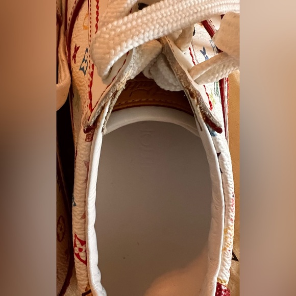 Louis Vuitton White and Red Monogram Sneakers - Picture 11 of 13